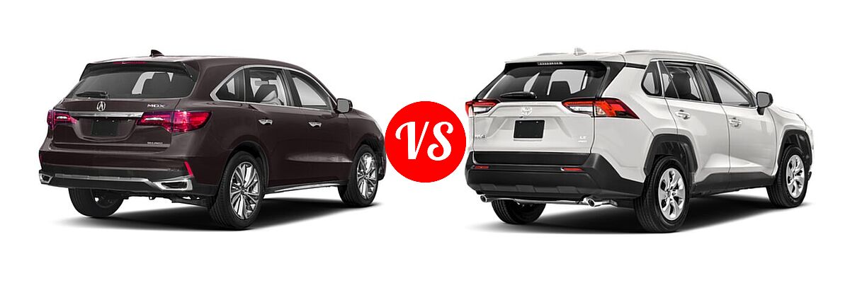 2018 Acura MDX SUV w/Technology Pkg vs. 2020 Toyota RAV4 SUV LE - Rear Right Comparison