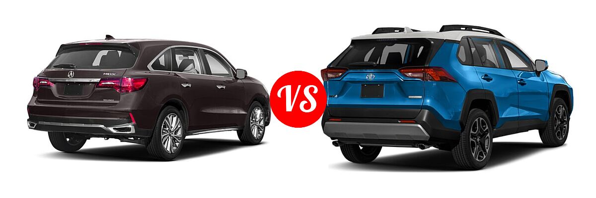 2018 Acura MDX SUV w/Technology Pkg vs. 2020 Toyota RAV4 SUV Adventure - Rear Right Comparison