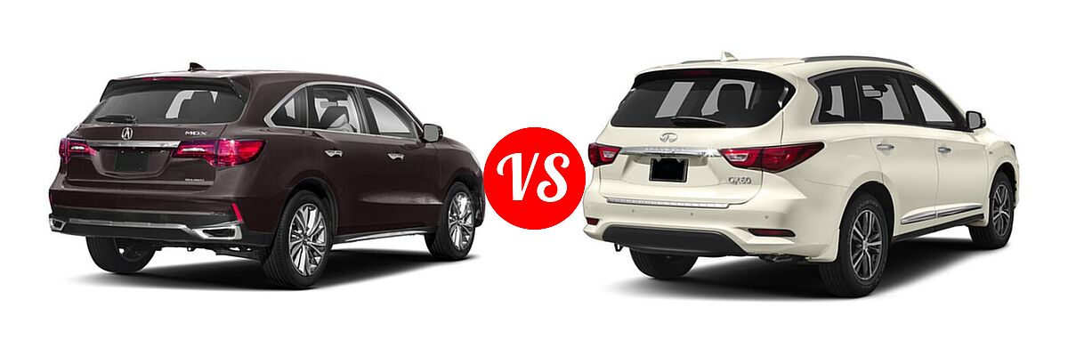 2018 Acura MDX SUV w/Technology Pkg vs. 2018 Infiniti QX60 SUV AWD / FWD - Rear Right Comparison