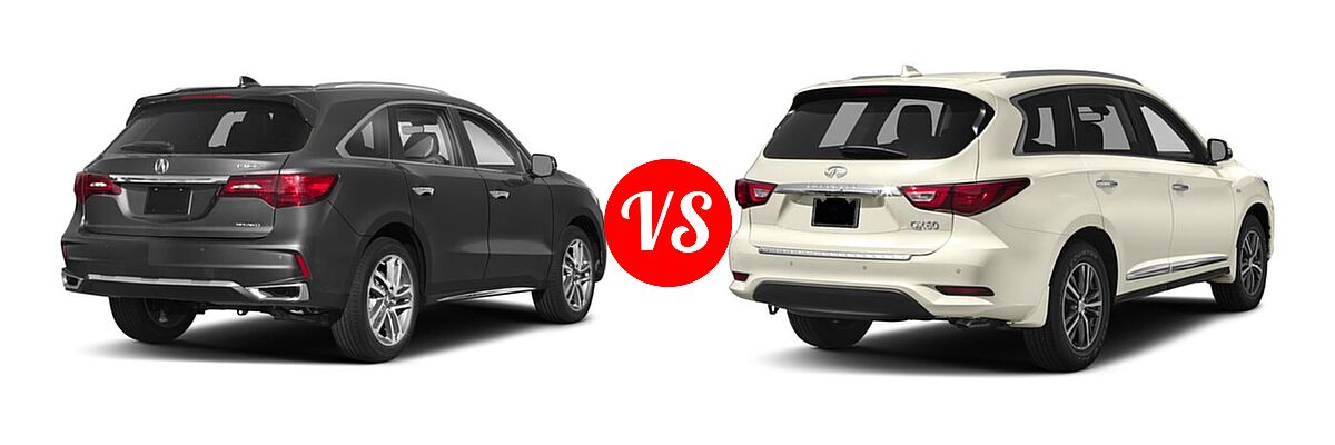2018 Acura MDX SUV w/Advance Pkg vs. 2018 Infiniti QX60 SUV AWD / FWD - Rear Right Comparison