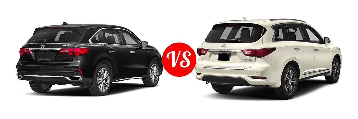 2018 Acura MDX SUV Hybrid Sport Hybrid w/Technology Pkg vs. 2018 Infiniti QX60 SUV AWD / FWD - Rear Right Comparison