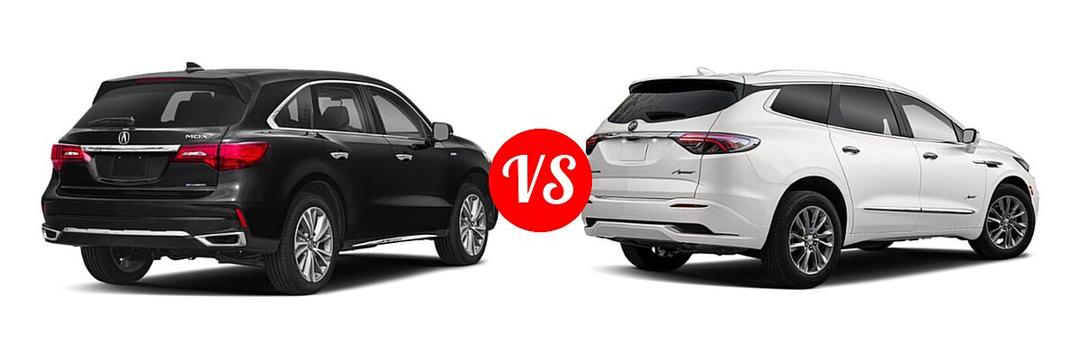 2018 Acura MDX SUV Hybrid Sport Hybrid w/Advance Pkg vs. 2023 Buick Enclave SUV  - Rear Right Comparison