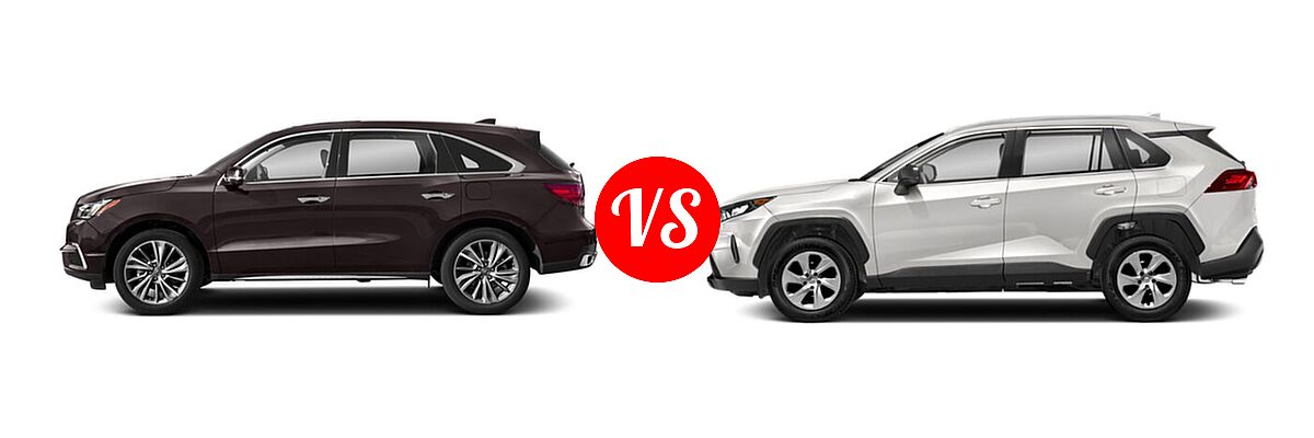2018 Acura MDX SUV w/Technology Pkg vs. 2020 Toyota RAV4 SUV LE - Side Comparison