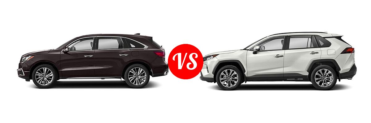 2018 Acura MDX SUV w/Technology Pkg vs. 2020 Toyota RAV4 SUV Limited - Side Comparison