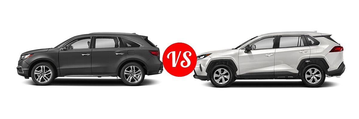 2018 Acura MDX SUV w/Advance Pkg vs. 2020 Toyota RAV4 SUV LE - Side Comparison