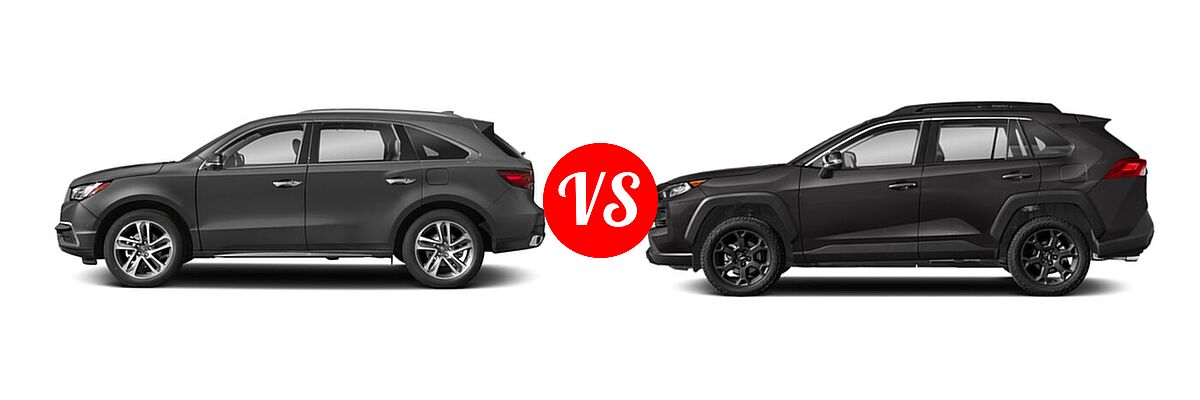 2018 Acura MDX SUV w/Advance Pkg vs. 2020 Toyota RAV4 SUV TRD Off Road - Side Comparison