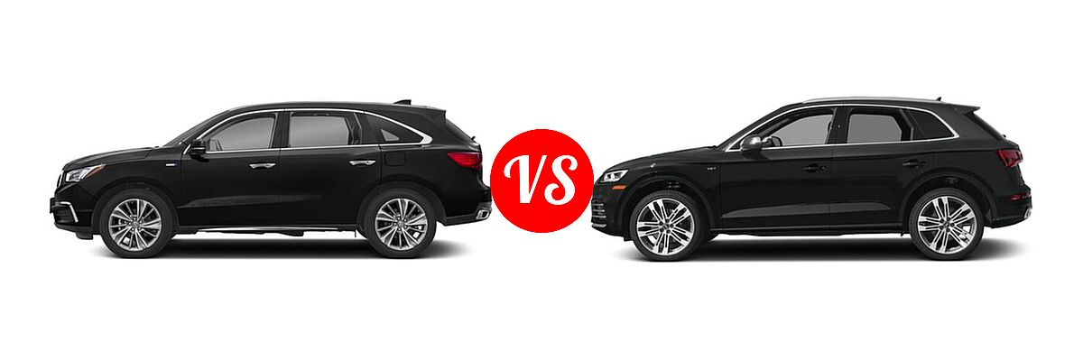 2018 Acura MDX SUV Hybrid Sport Hybrid w/Technology Pkg vs. 2018 Audi SQ5 SUV Premium Plus / Prestige - Side Comparison