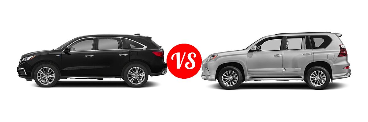 2018 Acura MDX SUV Hybrid Sport Hybrid w/Technology Pkg vs. 2018 Lexus GX 460 SUV GX 460 / GX 460 Luxury - Side Comparison