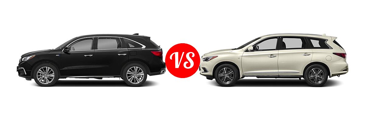 2018 Acura MDX SUV Hybrid Sport Hybrid w/Technology Pkg vs. 2018 Infiniti QX60 SUV AWD / FWD - Side Comparison