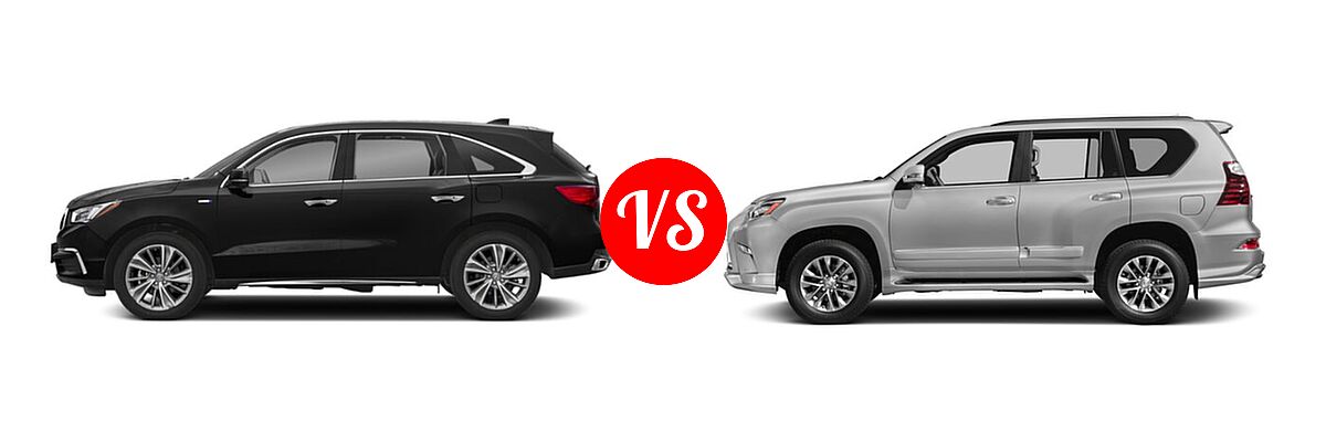 2018 Acura MDX SUV Hybrid Sport Hybrid w/Advance Pkg vs. 2018 Lexus GX 460 SUV GX 460 / GX 460 Luxury - Side Comparison
