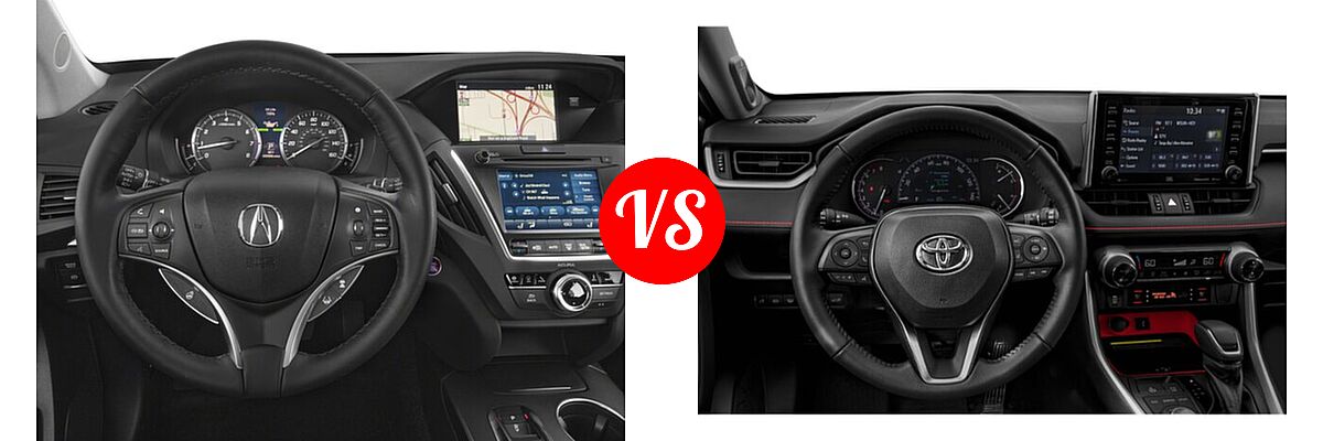 2018 Acura MDX SUV w/Advance Pkg vs. 2020 Toyota RAV4 SUV TRD Off Road - Dashboard Comparison