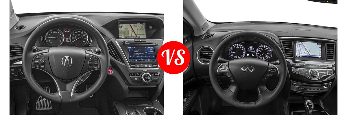 2018 Acura MDX SUV Hybrid Sport Hybrid w/Technology Pkg vs. 2018 Infiniti QX60 SUV AWD / FWD - Dashboard Comparison