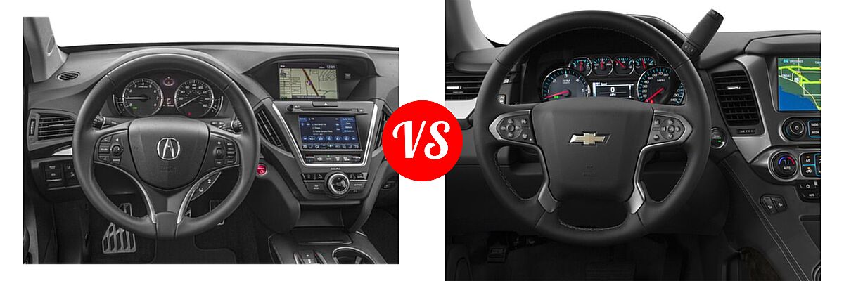 2018 Acura MDX SUV Hybrid Sport Hybrid w/Advance Pkg vs. 2018 Chevrolet Suburban SUV LS / LT - Dashboard Comparison