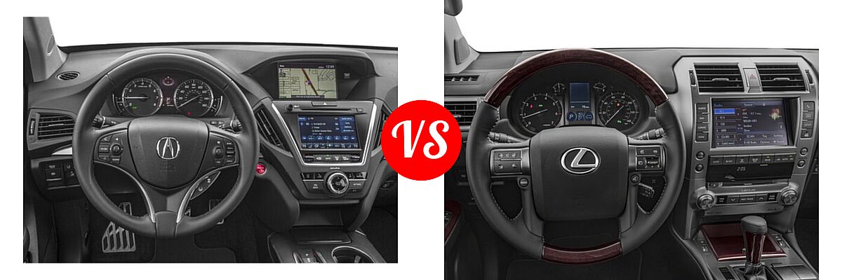 2018 Acura MDX SUV Hybrid Sport Hybrid w/Advance Pkg vs. 2018 Lexus GX 460 SUV GX 460 / GX 460 Luxury - Dashboard Comparison