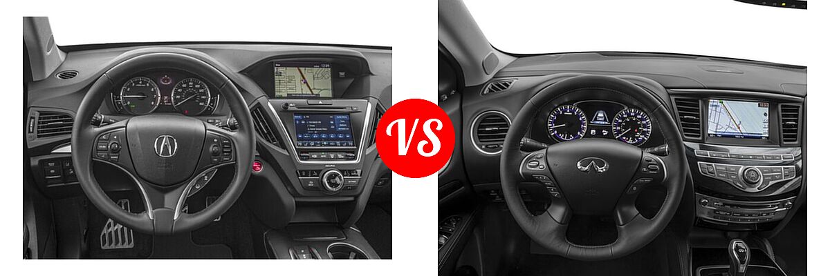 2018 Acura MDX SUV Hybrid Sport Hybrid w/Advance Pkg vs. 2018 Infiniti QX60 SUV AWD / FWD - Dashboard Comparison