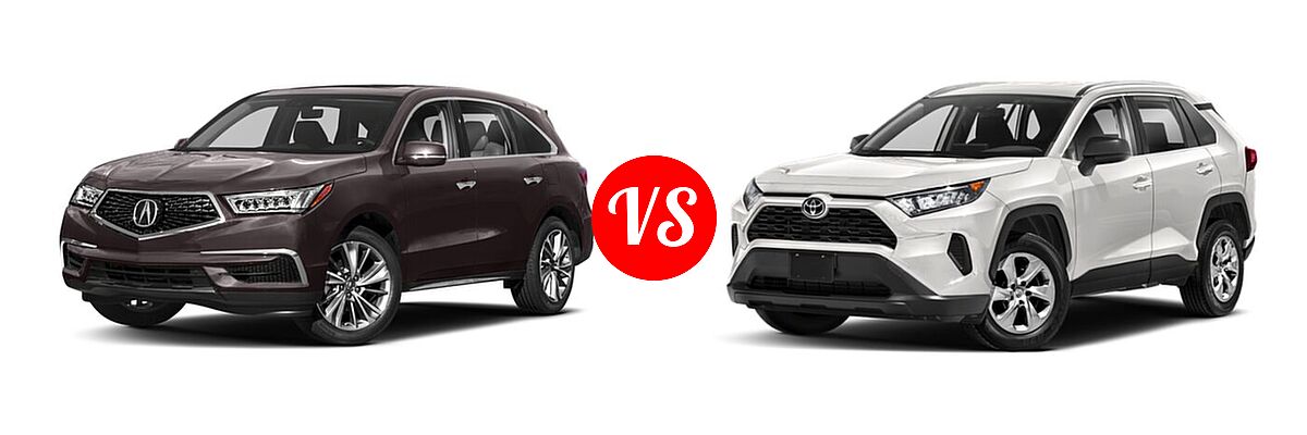 2018 Acura MDX SUV w/Technology Pkg vs. 2020 Toyota RAV4 SUV LE - Front Left Comparison