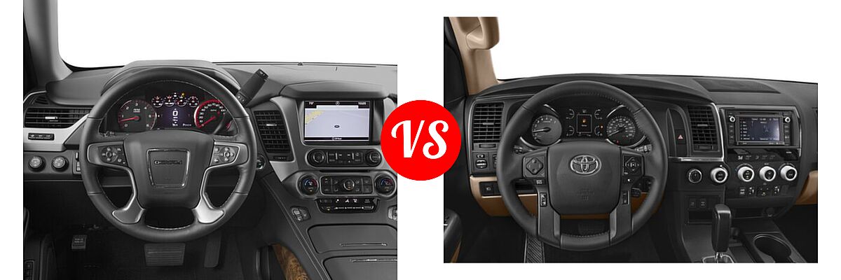 2018 GMC Yukon SUV Denali vs. 2018 Toyota Sequoia SUV Limited / Platinum / SR5 - Dashboard Comparison