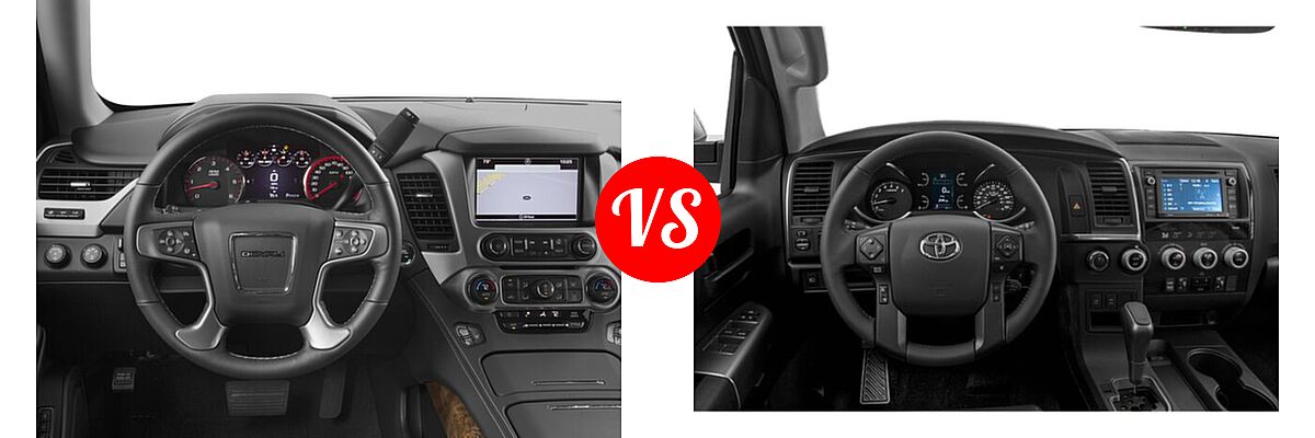 2018 GMC Yukon SUV Denali vs. 2018 Toyota Sequoia SUV TRD Sport - Dashboard Comparison