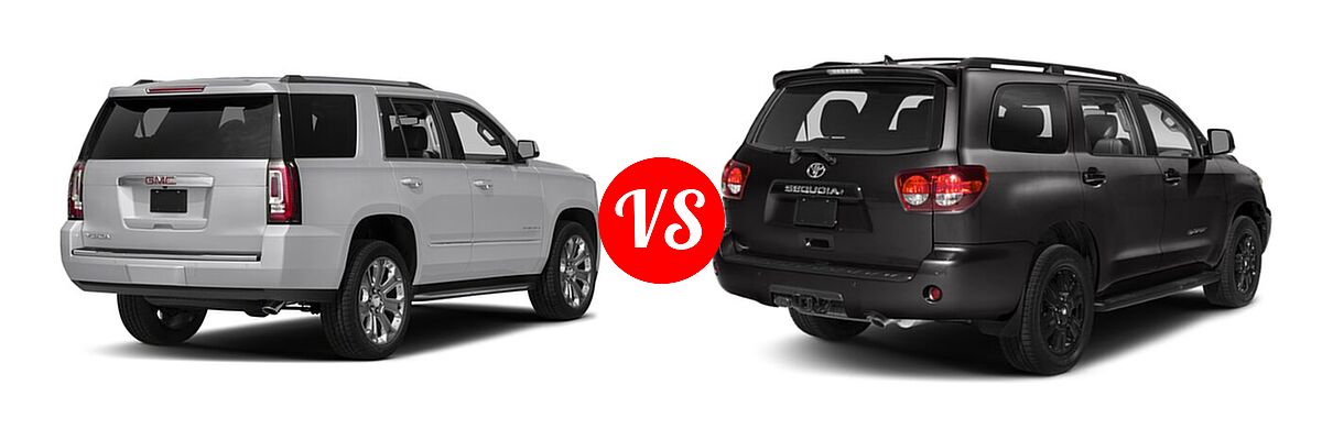 2018 GMC Yukon SUV Denali vs. 2018 Toyota Sequoia SUV TRD Sport - Rear Right Comparison