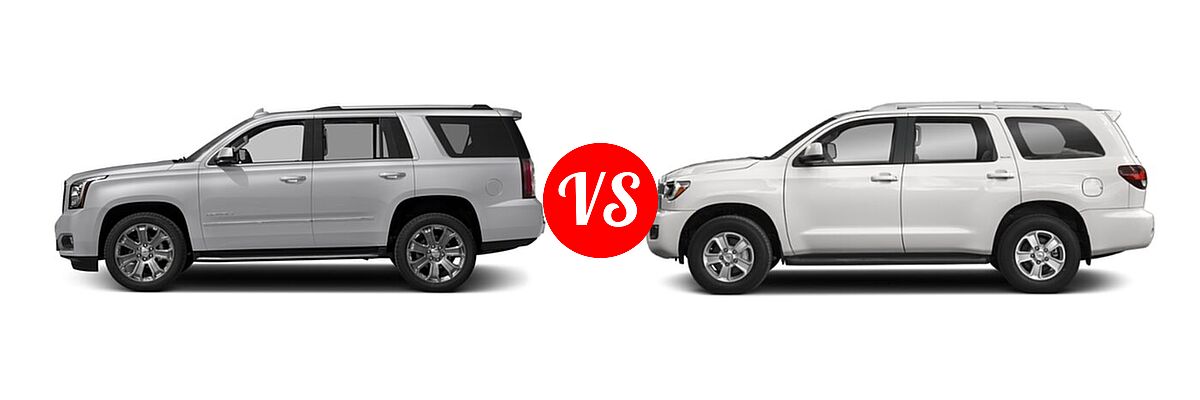 2018 GMC Yukon SUV Denali vs. 2018 Toyota Sequoia SUV Limited / Platinum / SR5 - Side Comparison