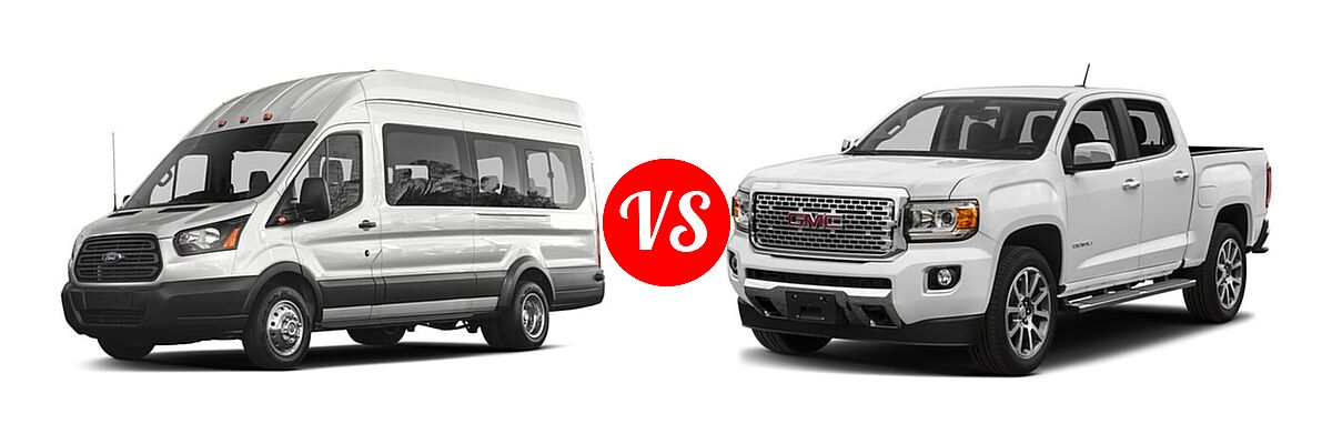 2017 Ford Transit Wagon Van XL / XLT vs. 2017 GMC Canyon Pickup 4WD Denali - Front Left Comparison