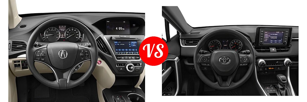 2018 Acura MDX SUV SH-AWD vs. 2020 Toyota RAV4 SUV XLE / XLE Premium - Dashboard Comparison