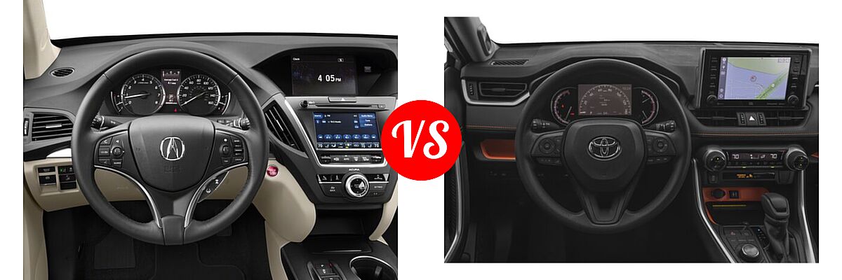 2018 Acura MDX SUV SH-AWD vs. 2020 Toyota RAV4 SUV Adventure - Dashboard Comparison