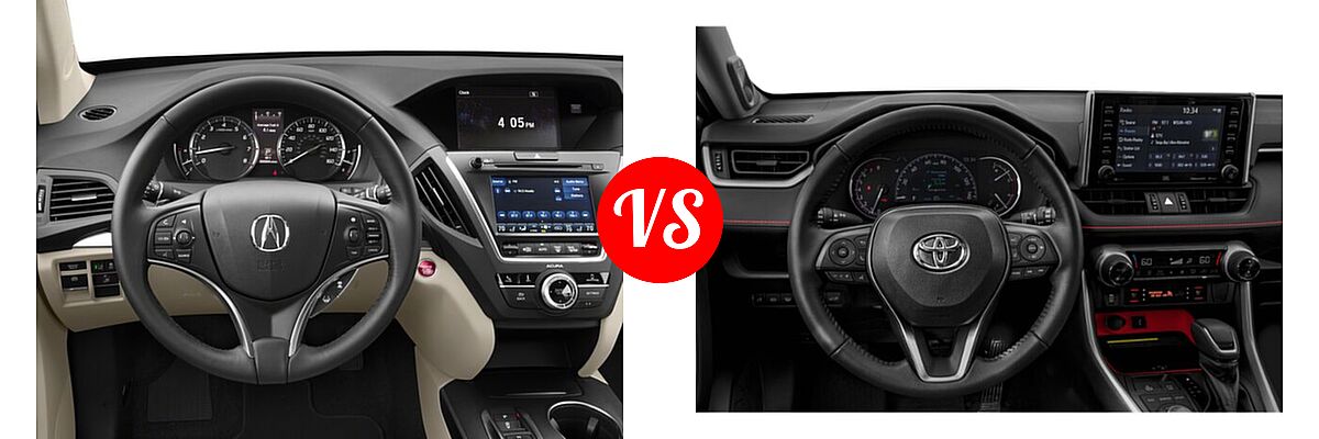 2018 Acura MDX SUV SH-AWD vs. 2020 Toyota RAV4 SUV TRD Off Road - Dashboard Comparison