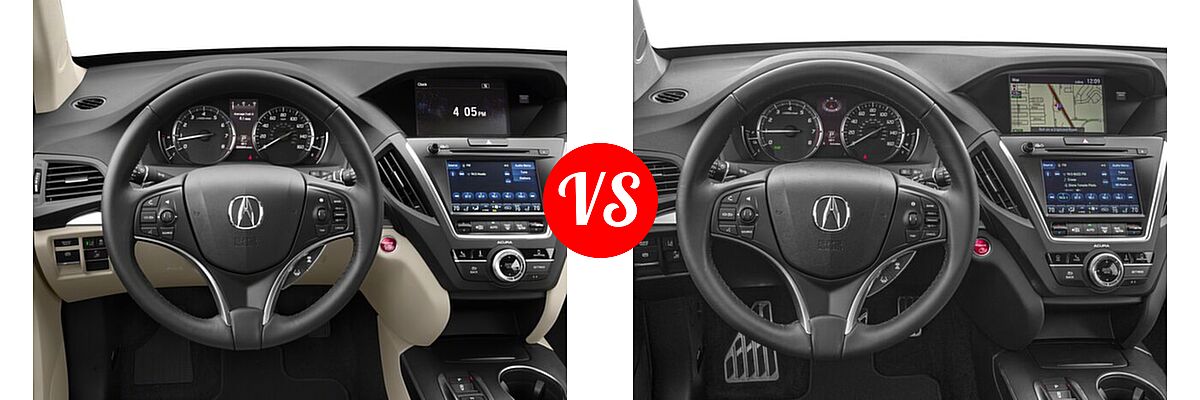 2018 Acura MDX SUV SH-AWD vs. 2018 Acura MDX SUV Hybrid Sport Hybrid w/Technology Pkg - Dashboard Comparison