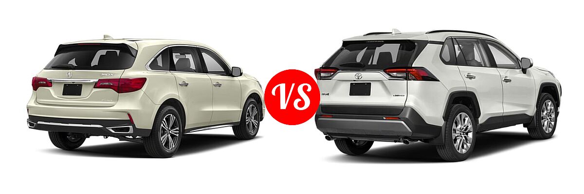 2018 Acura MDX SUV SH-AWD vs. 2020 Toyota RAV4 SUV Limited - Rear Right Comparison