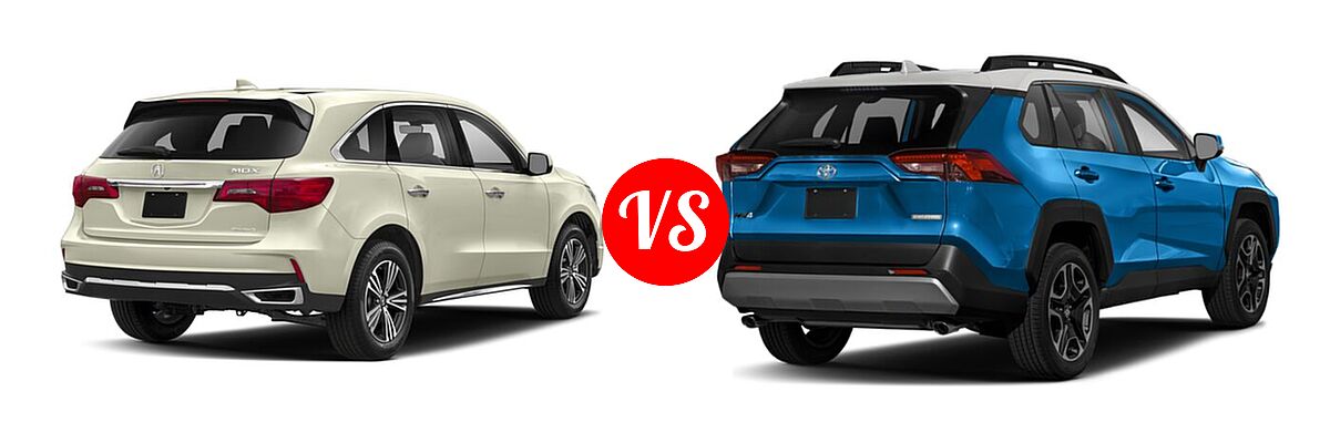 2018 Acura MDX SUV SH-AWD vs. 2020 Toyota RAV4 SUV Adventure - Rear Right Comparison