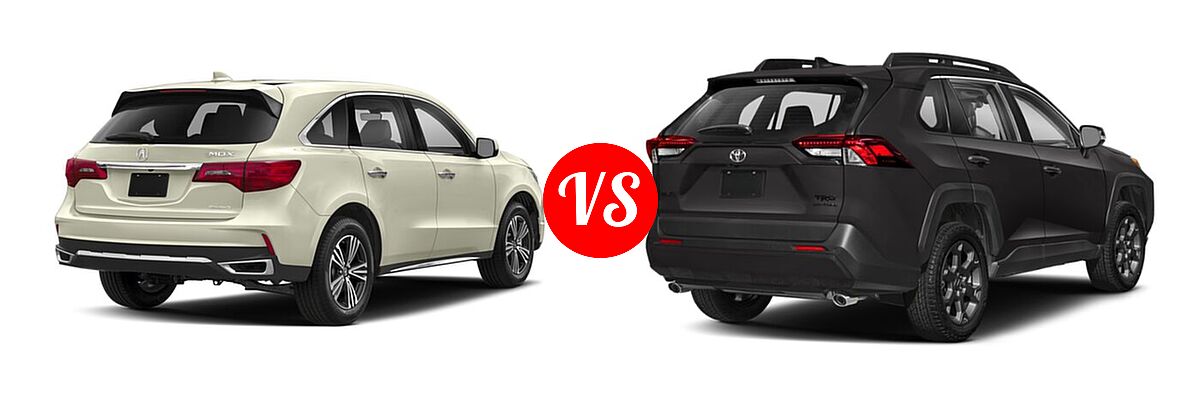 2018 Acura MDX SUV SH-AWD vs. 2020 Toyota RAV4 SUV TRD Off Road - Rear Right Comparison