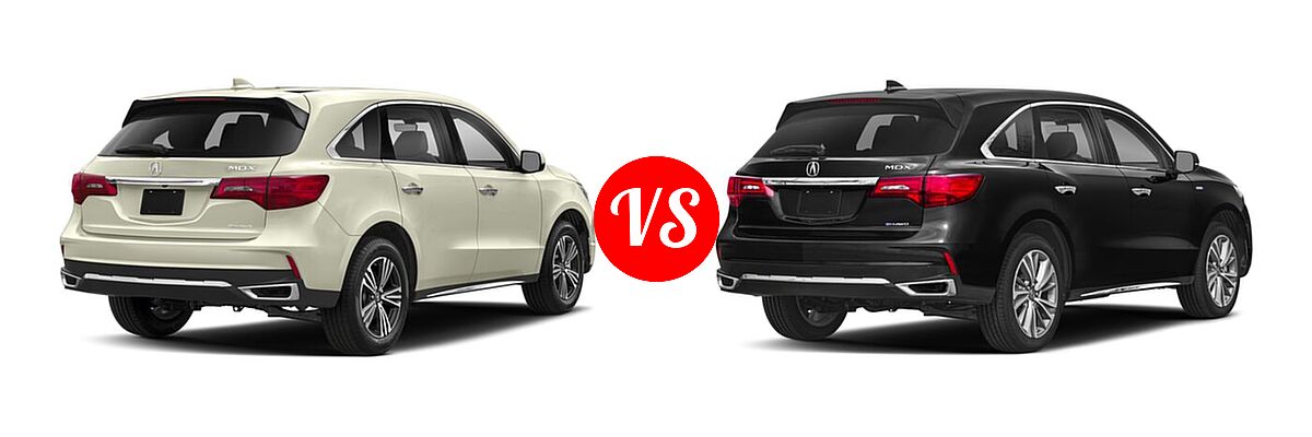 2018 Acura MDX SUV SH-AWD vs. 2018 Acura MDX SUV Hybrid Sport Hybrid w/Technology Pkg - Rear Right Comparison