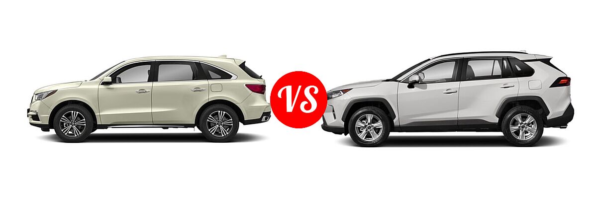 2018 Acura MDX SUV SH-AWD vs. 2020 Toyota RAV4 SUV XLE / XLE Premium - Side Comparison