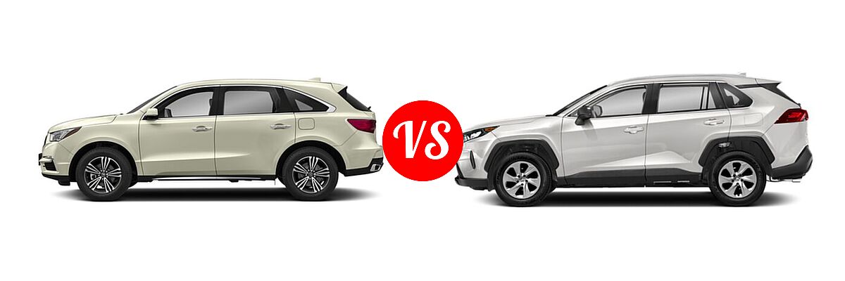 2018 Acura MDX SUV SH-AWD vs. 2020 Toyota RAV4 SUV LE - Side Comparison