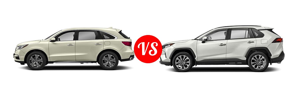 2018 Acura MDX SUV SH-AWD vs. 2020 Toyota RAV4 SUV Limited - Side Comparison