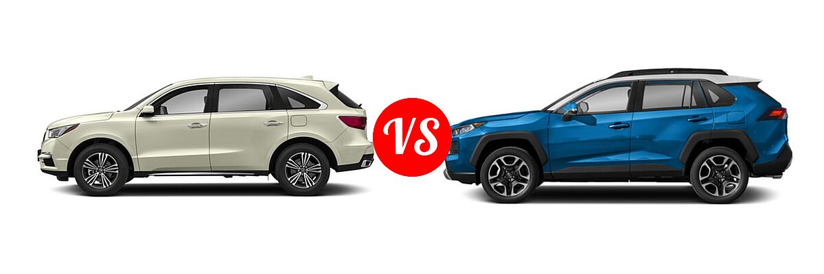 2018 Acura MDX SUV SH-AWD vs. 2020 Toyota RAV4 SUV Adventure - Side Comparison