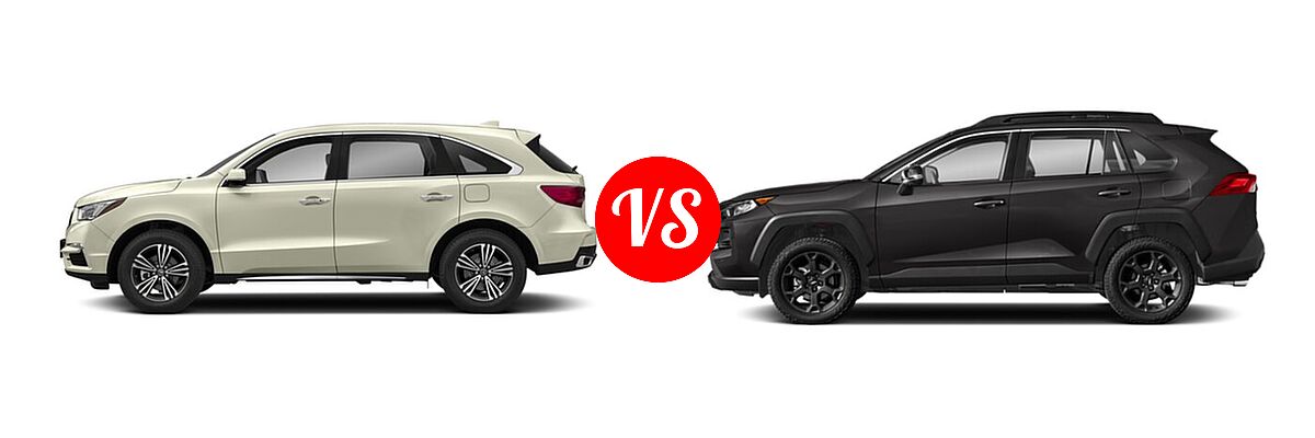 2018 Acura MDX SUV SH-AWD vs. 2020 Toyota RAV4 SUV TRD Off Road - Side Comparison
