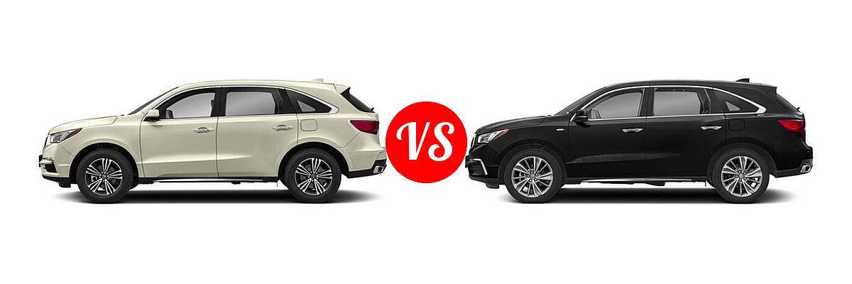 2018 Acura MDX SUV SH-AWD vs. 2018 Acura MDX SUV Hybrid Sport Hybrid w/Technology Pkg - Side Comparison