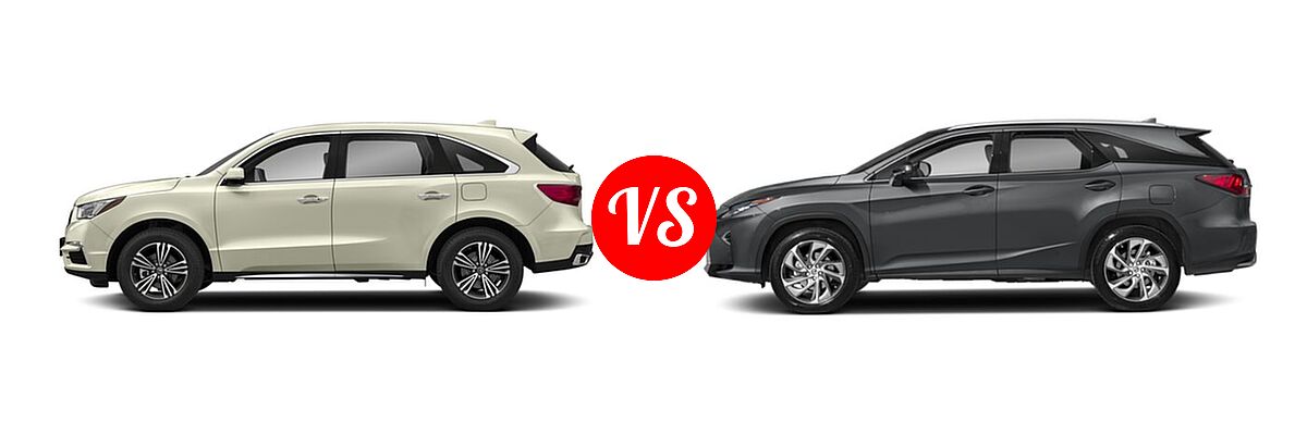 2018 Acura MDX SUV SH-AWD vs. 2018 Lexus RX 350L SUV RX 350L Luxury / RX 350L Premium - Side Comparison
