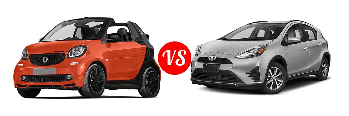 2018 smart fortwo Hatchback passion / prime vs. 2018 Toyota Prius c Hatchback Four / One / Three / Two - Front Left Comparison