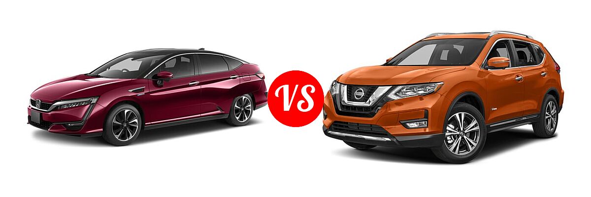 2017 Honda Clarity Sedan Sedan vs. 2017 Nissan Rogue SUV Hybrid SL Hybrid / SV Hybrid - Front Left Comparison