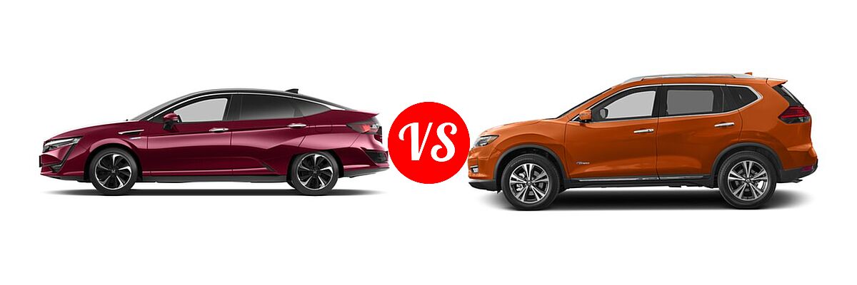 2017 Honda Clarity Sedan Sedan vs. 2017 Nissan Rogue SUV Hybrid SL Hybrid / SV Hybrid - Side Comparison