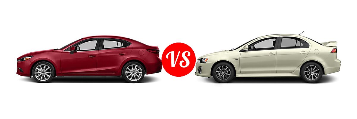 2017 Mazda 3 Sedan Touring vs. 2017 Mitsubishi Lancer Sedan ES / LE / SE / SEL - Side Comparison