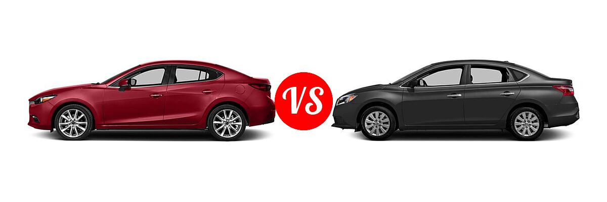 2017 Mazda 3 Sedan Touring vs. 2017 Nissan Sentra Sedan S / SV - Side Comparison