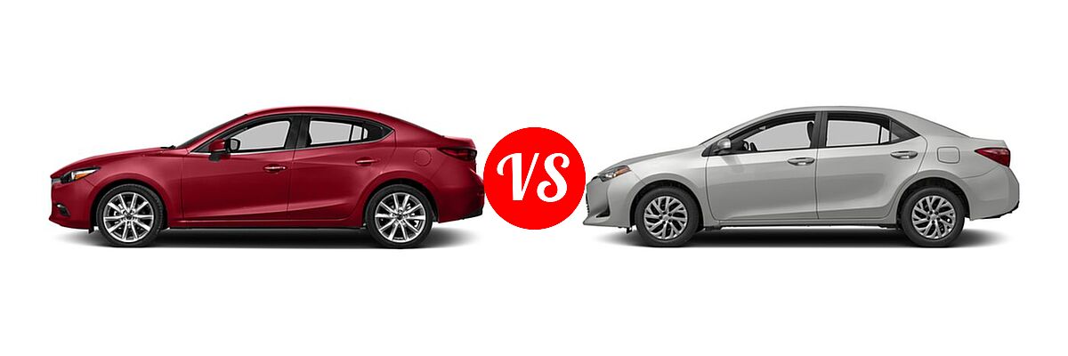 2017 Mazda 3 Sedan Touring vs. 2017 Toyota Corolla Sedan L / LE / LE Eco / LE Eco w/Package 1 / XLE - Side Comparison