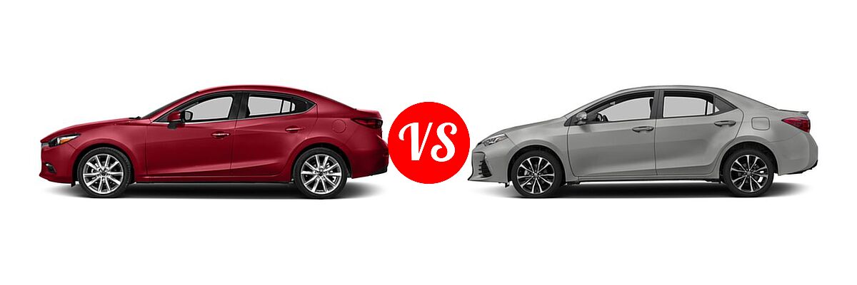 2017 Mazda 3 Sedan Touring vs. 2017 Toyota Corolla Sedan 50th Anniversary Special Edition / SE / XSE - Side Comparison
