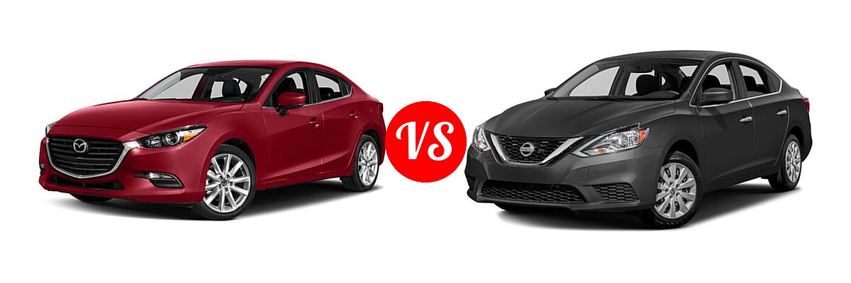 2017 Mazda 3 Sedan Touring vs. 2017 Nissan Sentra Sedan S / SV - Front Left Comparison