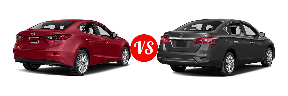2017 Mazda 3 Sedan Touring vs. 2017 Nissan Sentra Sedan S / SV - Rear Right Comparison