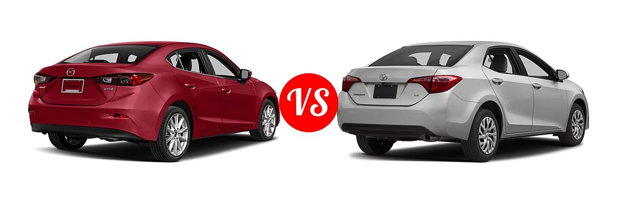 2017 Mazda 3 Sedan Touring vs. 2017 Toyota Corolla Sedan L / LE / LE Eco / LE Eco w/Package 1 / XLE - Rear Right Comparison